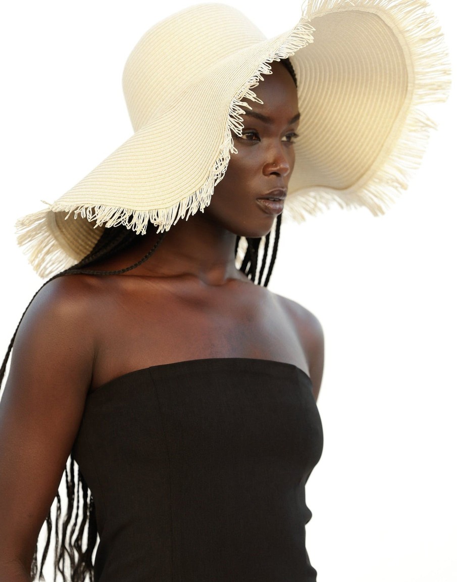 Accessories Charcoal Clothing Hats | Tamara Wide Brim Straw Hat (Sand)