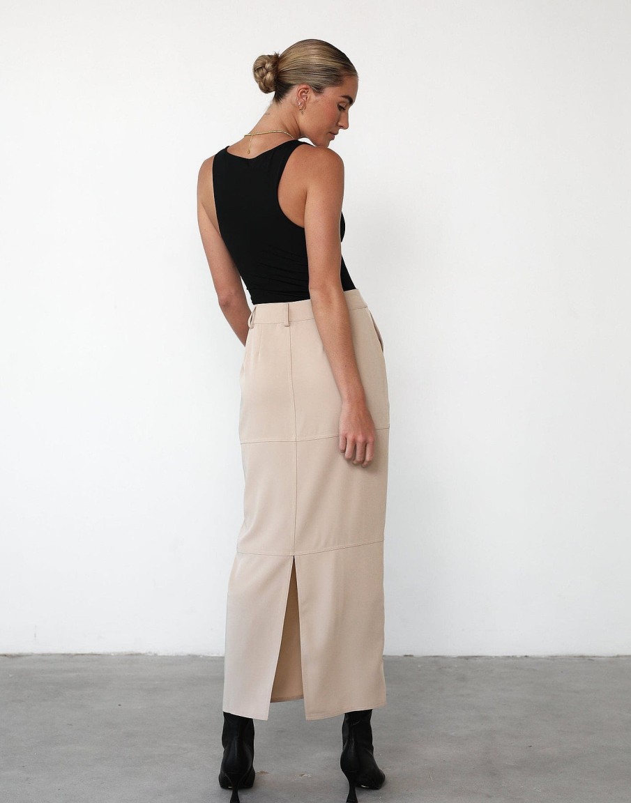 Clothing Charcoal Clothing Workwear | Malakai Maxi Skirt (Beige)