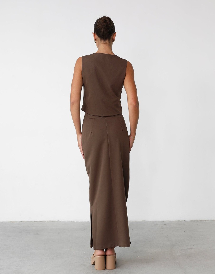 Clothing CHARCOAL CLOTHING Workwear | Astylar Maxi Skirt (Coffee)