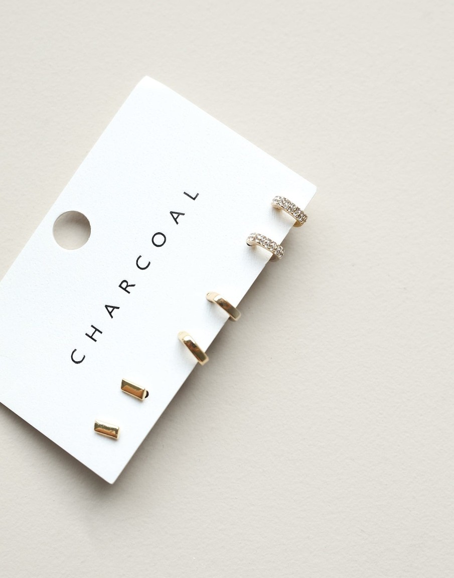 Accessories CHARCOAL Earrings | Sonja Earring Pack (Gold)