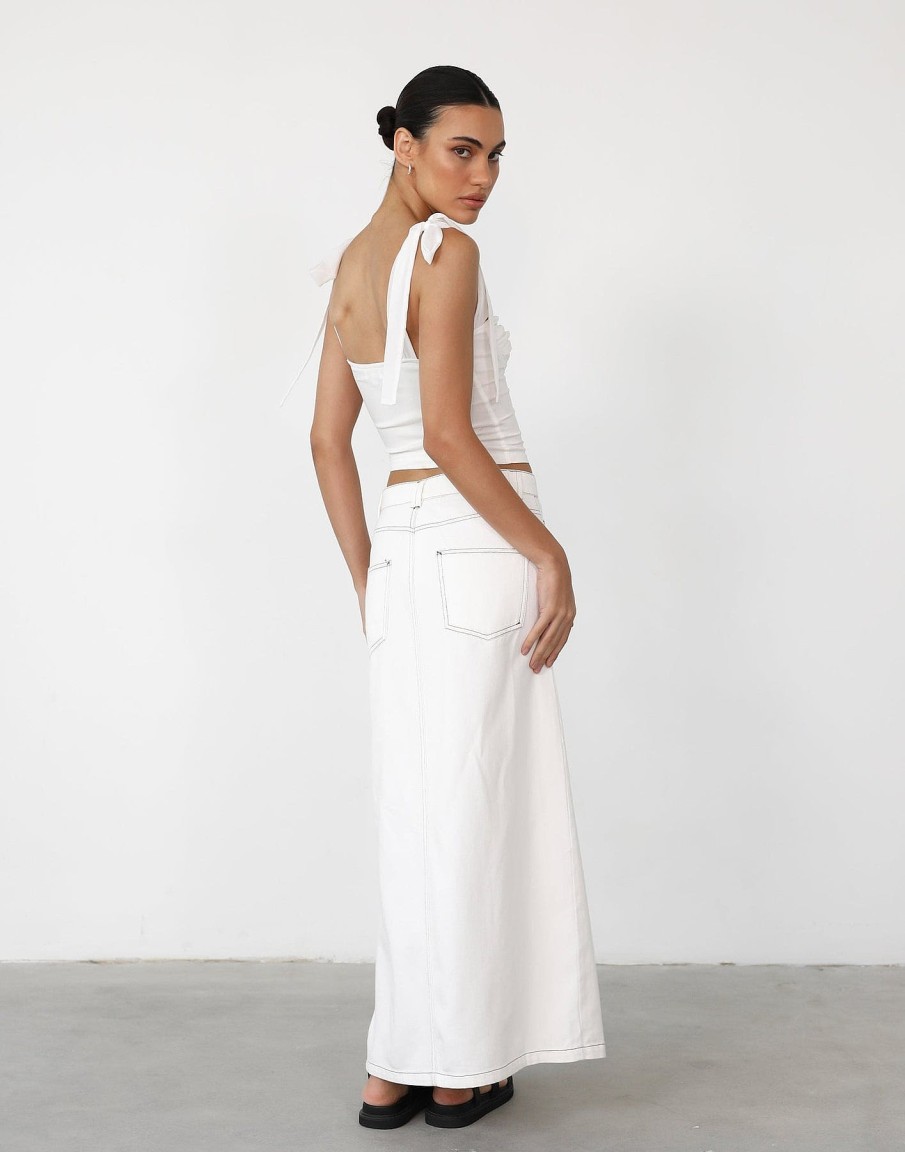 Clothing Pink Diamond Basics Edit | Kristie Denim Maxi Skirt (White)