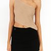 Clothing Charcoal Clothing Crop Tops | Yianna One Shoulder Top (Mushroom)