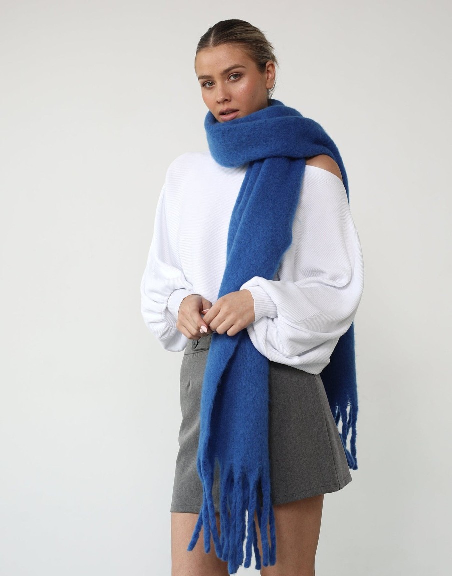 Accessories Charcoal Clothing Scarves | Zara Scarf (Cobalt)