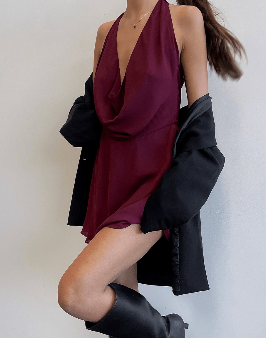 Clothing Charcoal Clothing Partywear | Kyeesha Mini Dress (Plum)