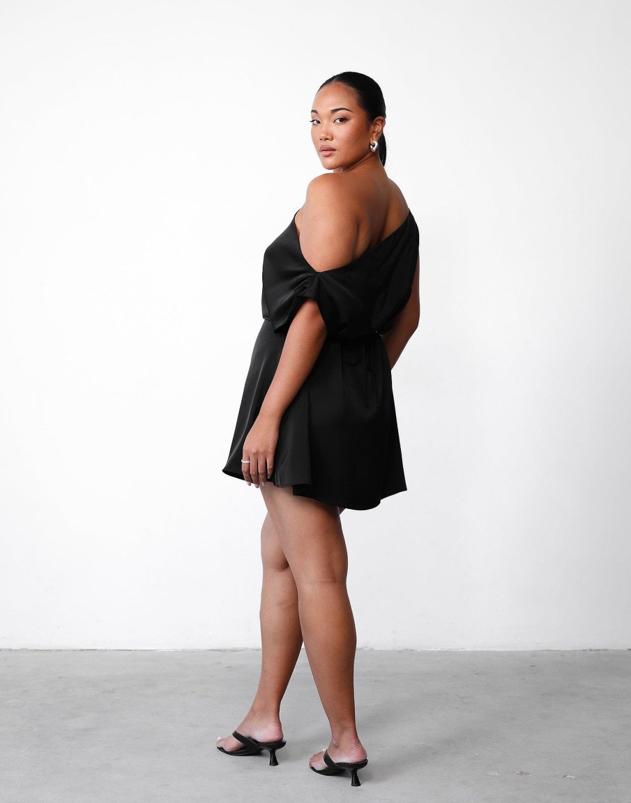 Clothing Charcoal Clothing Partywear | Angel Mini Dress (Black)