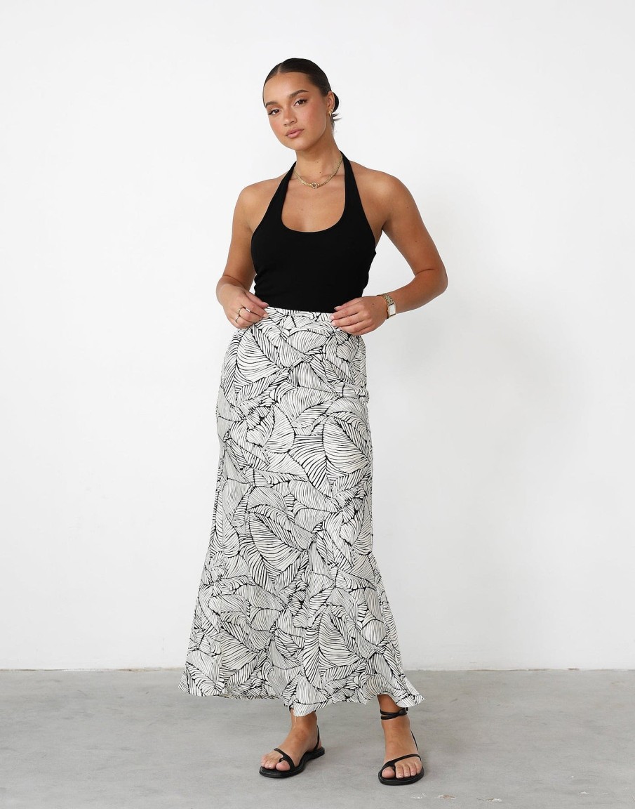 Clothing Desire Skirts | Teena Maxi Skirt (Cream/Black Print)