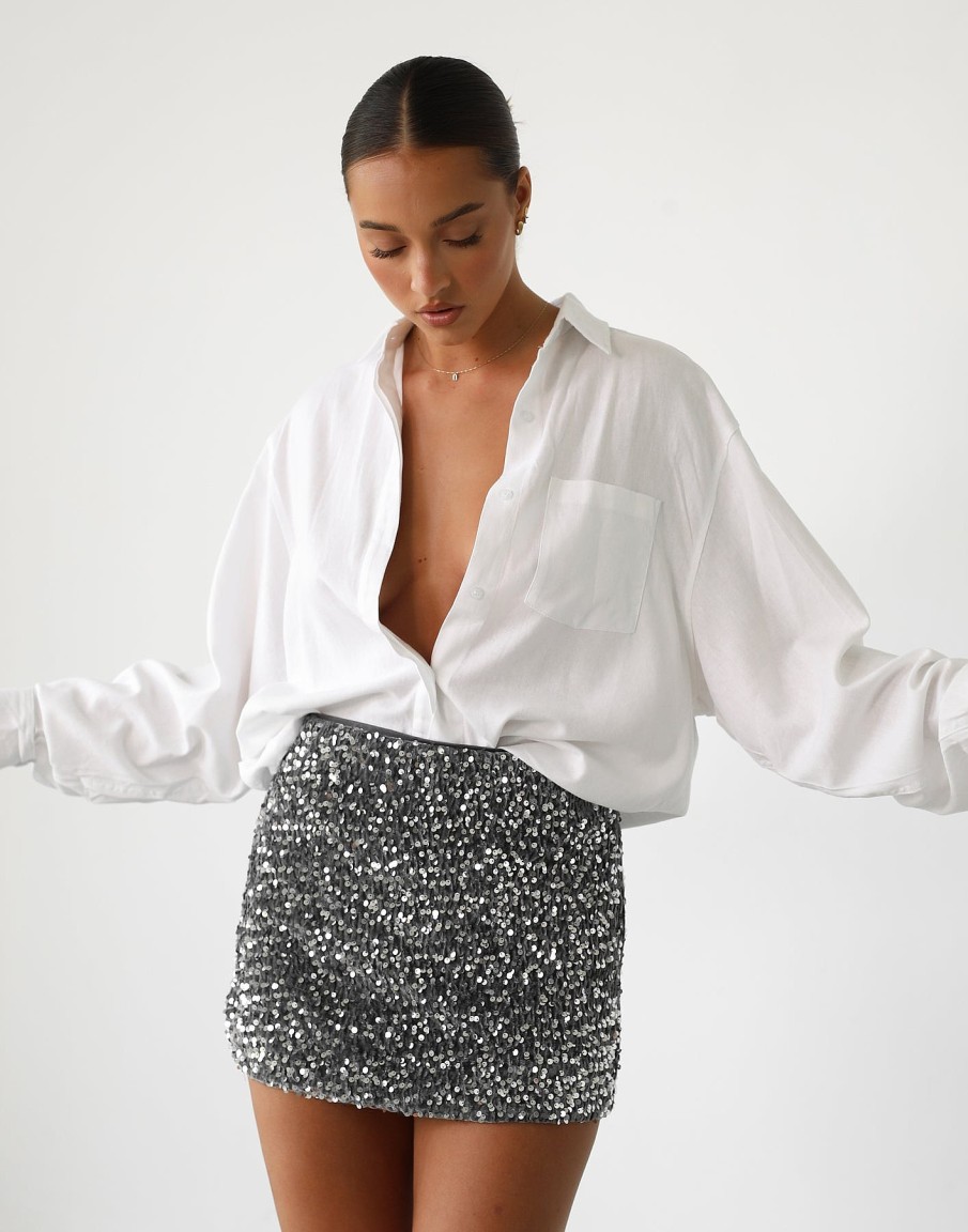 Clothing VogueMax Partywear | Lancey Mini Skirt (Slate)