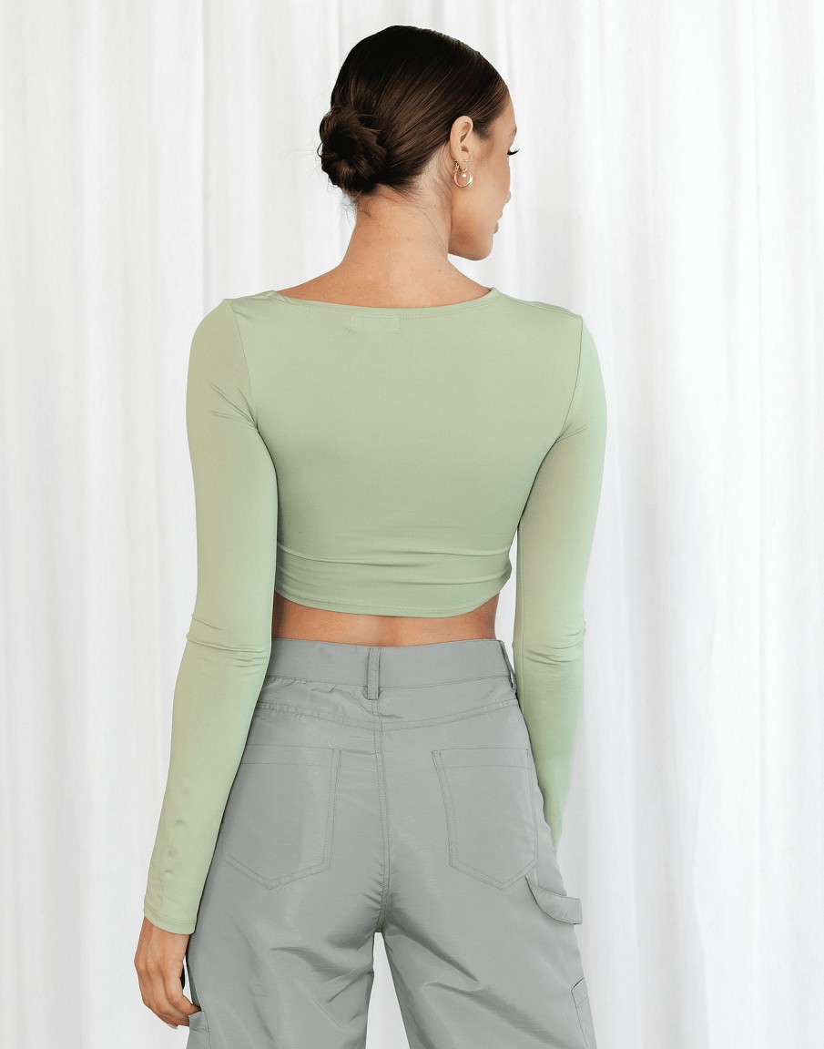 Clothing 8 Birdies Long Sleeve Tops | Jinx Long Sleeve Crop Top (Green)