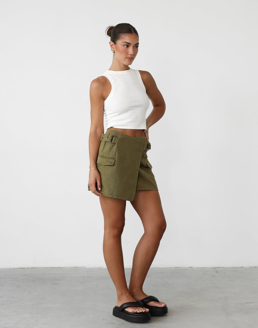 Clothing Q-Trend Denim Edit | Calypso Mini Skirt (Khaki)