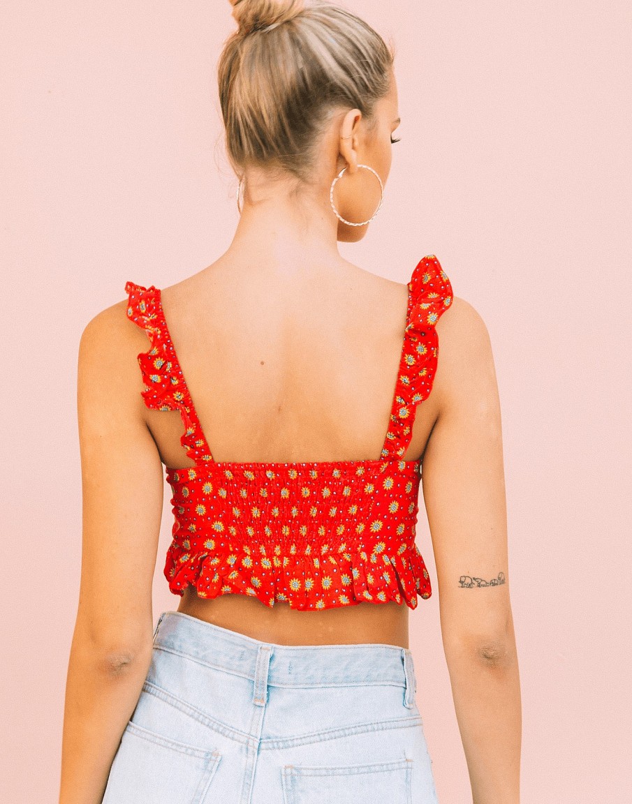 Clothing Rumor Crop Tops | Love Ballad Crop Top (Red Floral)