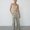 Clothing Charcoal Clothing Partywear | Midsummer Crop Top (Beige)