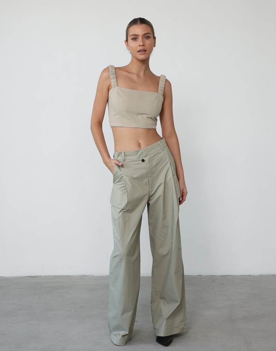 Clothing Charcoal Clothing Partywear | Midsummer Crop Top (Beige)