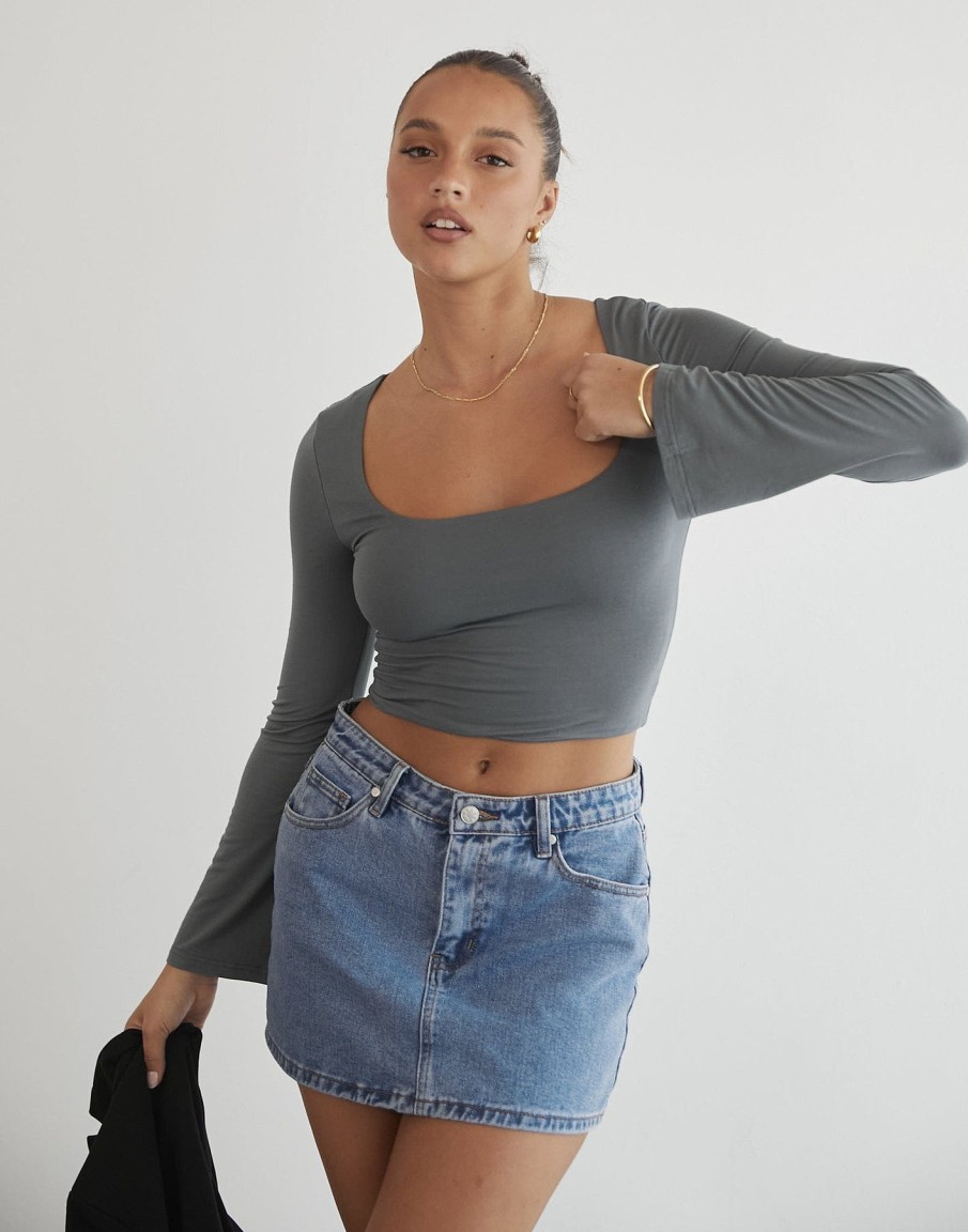 Clothing Luvalot Long Sleeve Tops | Hara Long Sleeve Top (Charcoal)