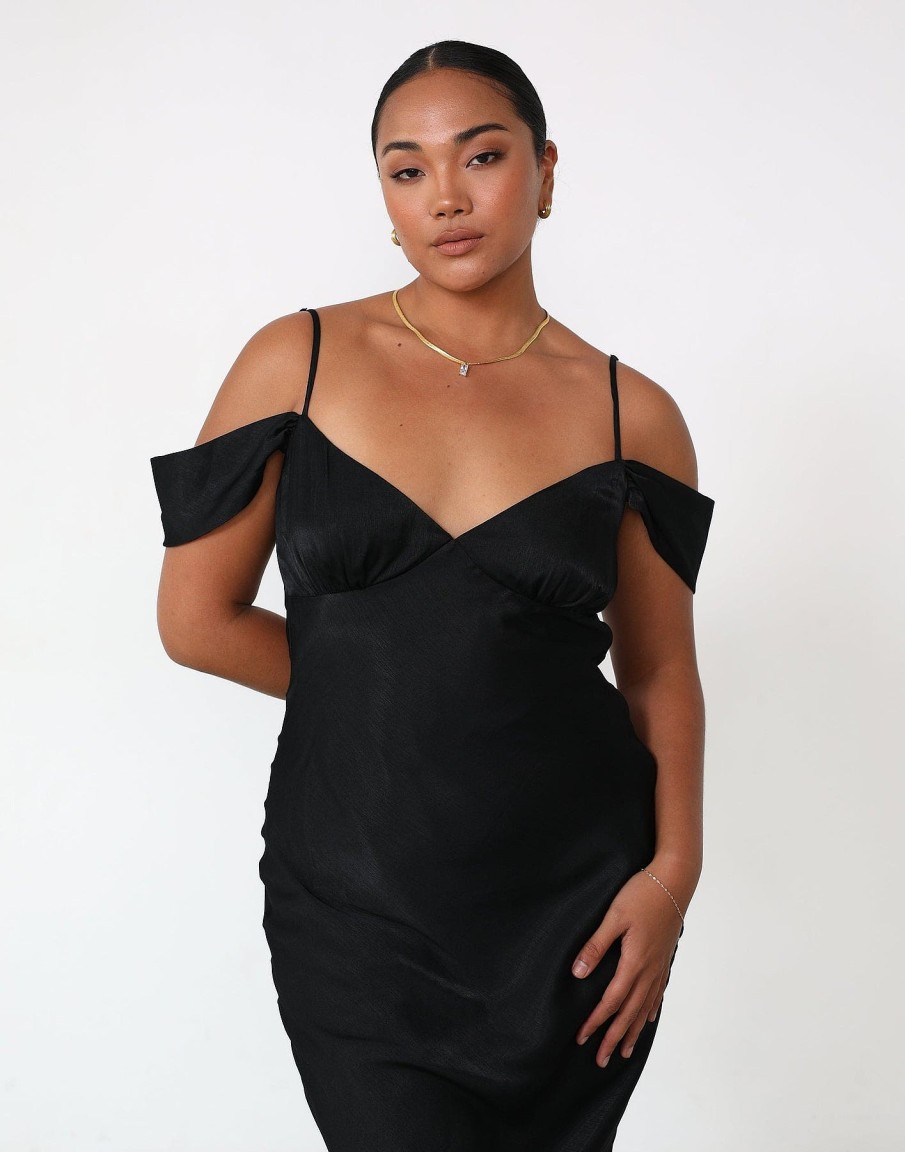 Clothing Charcoal Clothing Partywear | Lily Maxi Dress (Black)