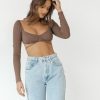 Clothing Shareen Long Sleeve Tops | Avon Long Sleeve Crop Top (Brown)