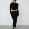 Clothing Qtrend Crop Tops | Clerisse Long Sleeve Top (Black)