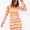 Clothing Pink Diamond Mini Dresses | Marley Knit Mini Dress (Pink/Orange)