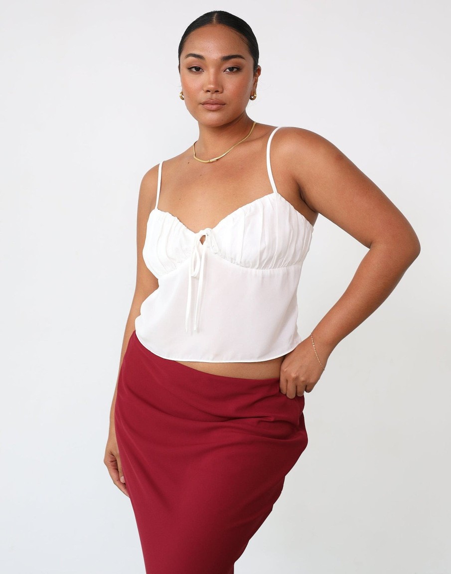 Clothing Charcoal Clothing Basics Edit | Isla Crop Top (White)