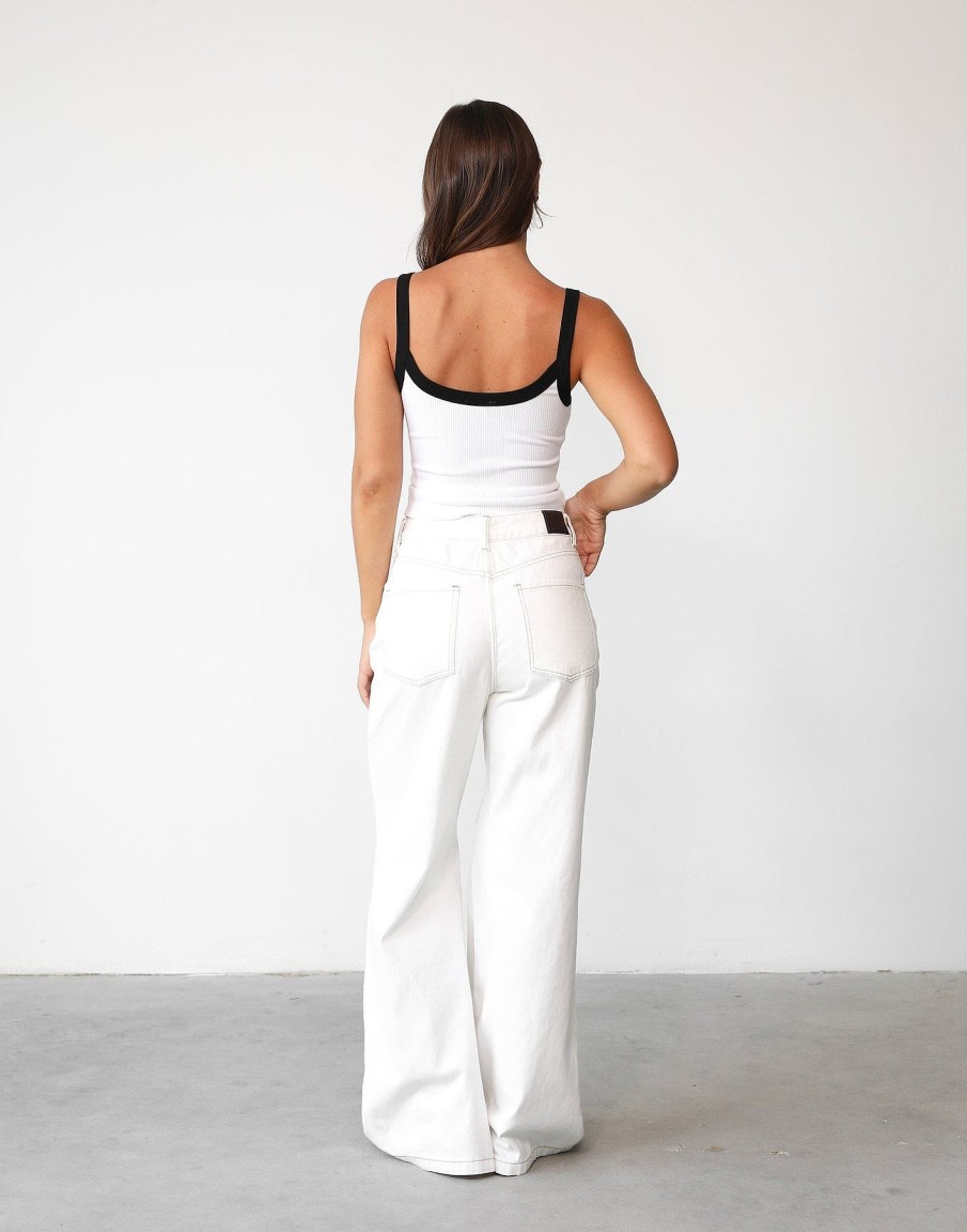 Clothing Charcoal Clothing Denim Edit | Ethan Wide Leg Jeans (Off White)