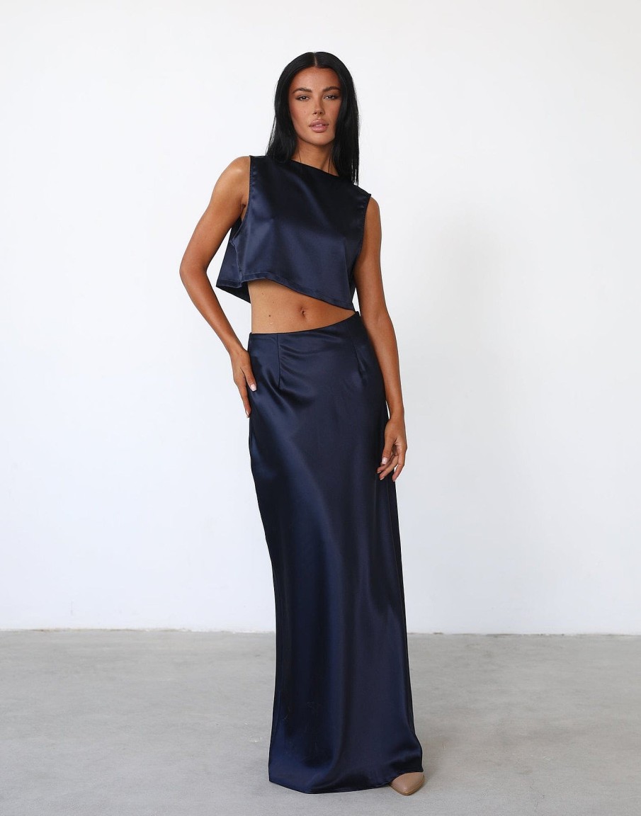 Clothing Charcoal Clothing Skirts | Sincerity Maxi Skirt (Navy)