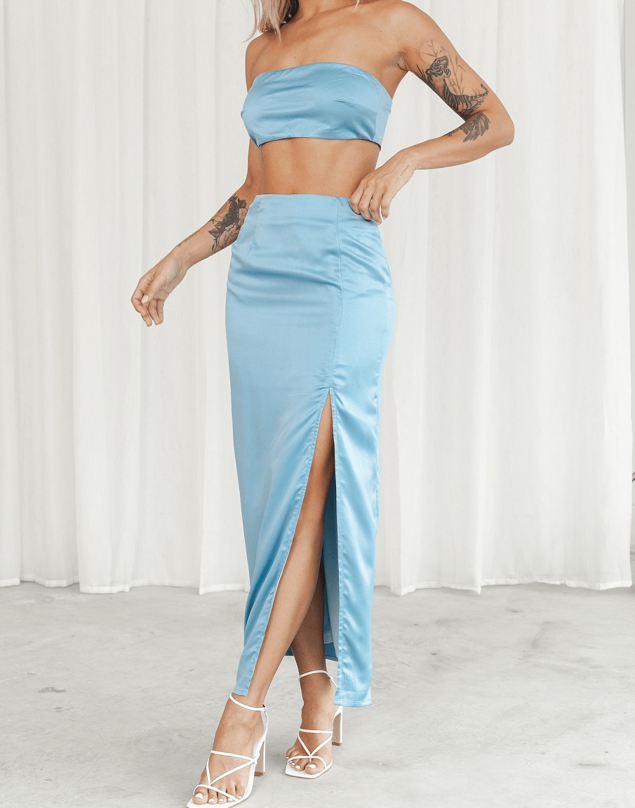 Clothing Charcoal Clothing Skirts | Da Vinci Midi Skirt (Blue)