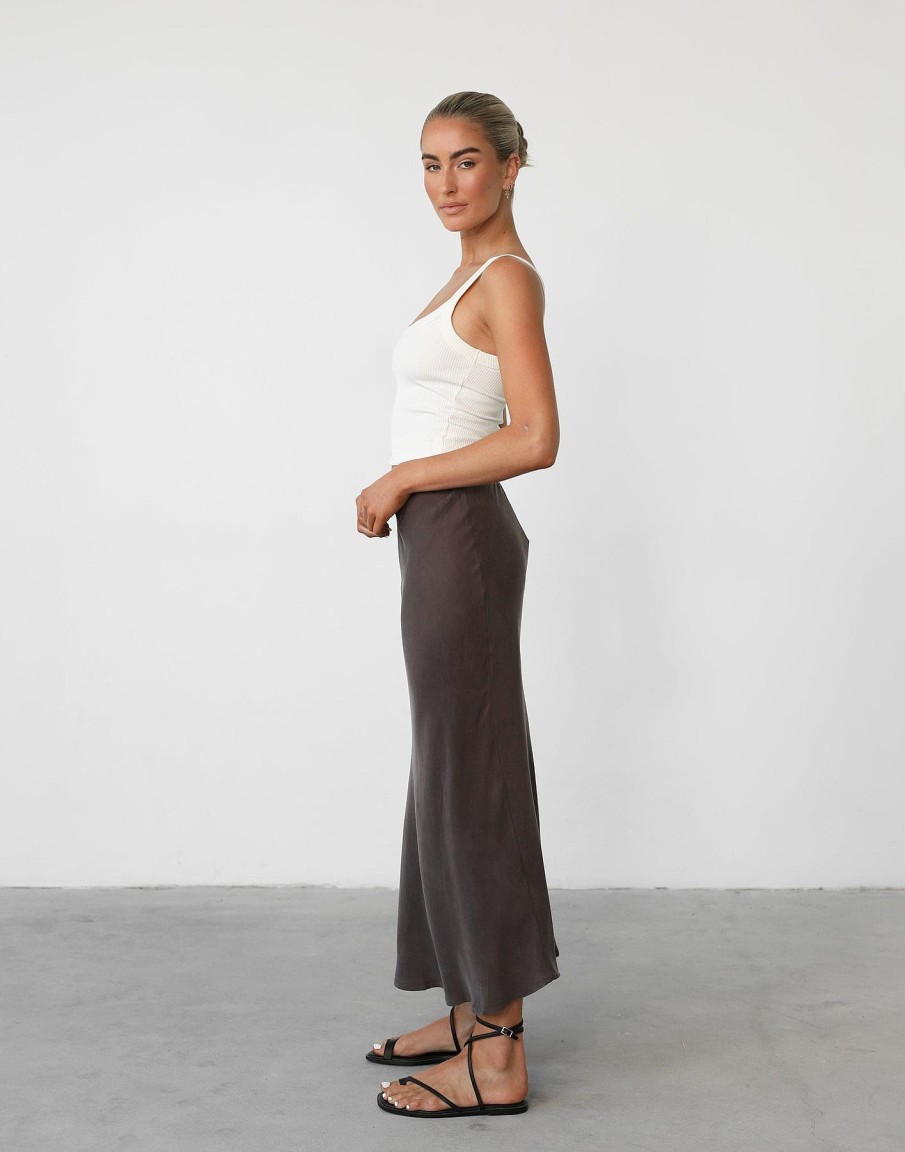 Clothing White Closet Basics Edit | Mimi Midi Skirt (Warm Grey)