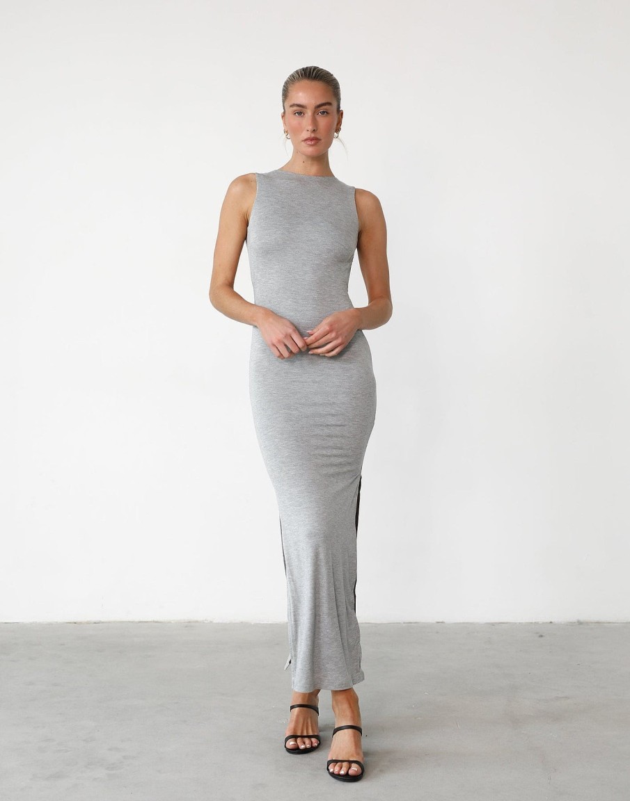 Clothing Charcoal Clothing Partywear | Luna Maxi Dress (Grey Marle)