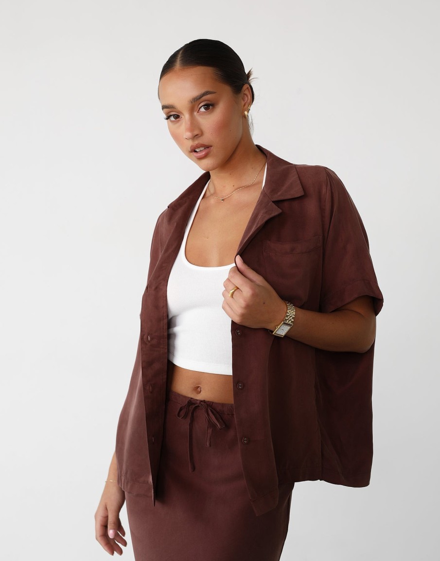 Clothing White Closet Shirts + Blouses | Amalie Shirt (Chestnut)