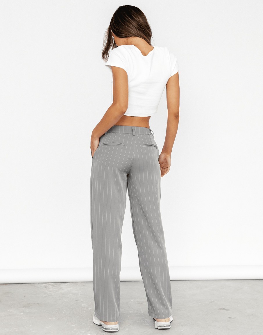 Clothing Charcoal Clothing Workwear | Donna Pants (Grey Pinstripe)