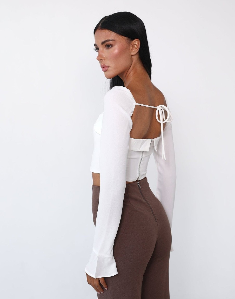 Clothing Luvalot Long Sleeve Tops | Milene Long Sleeve Top (White)