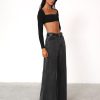 Clothing Charcoal Clothing Long Sleeve Tops | Broadway Crop Top (Black)