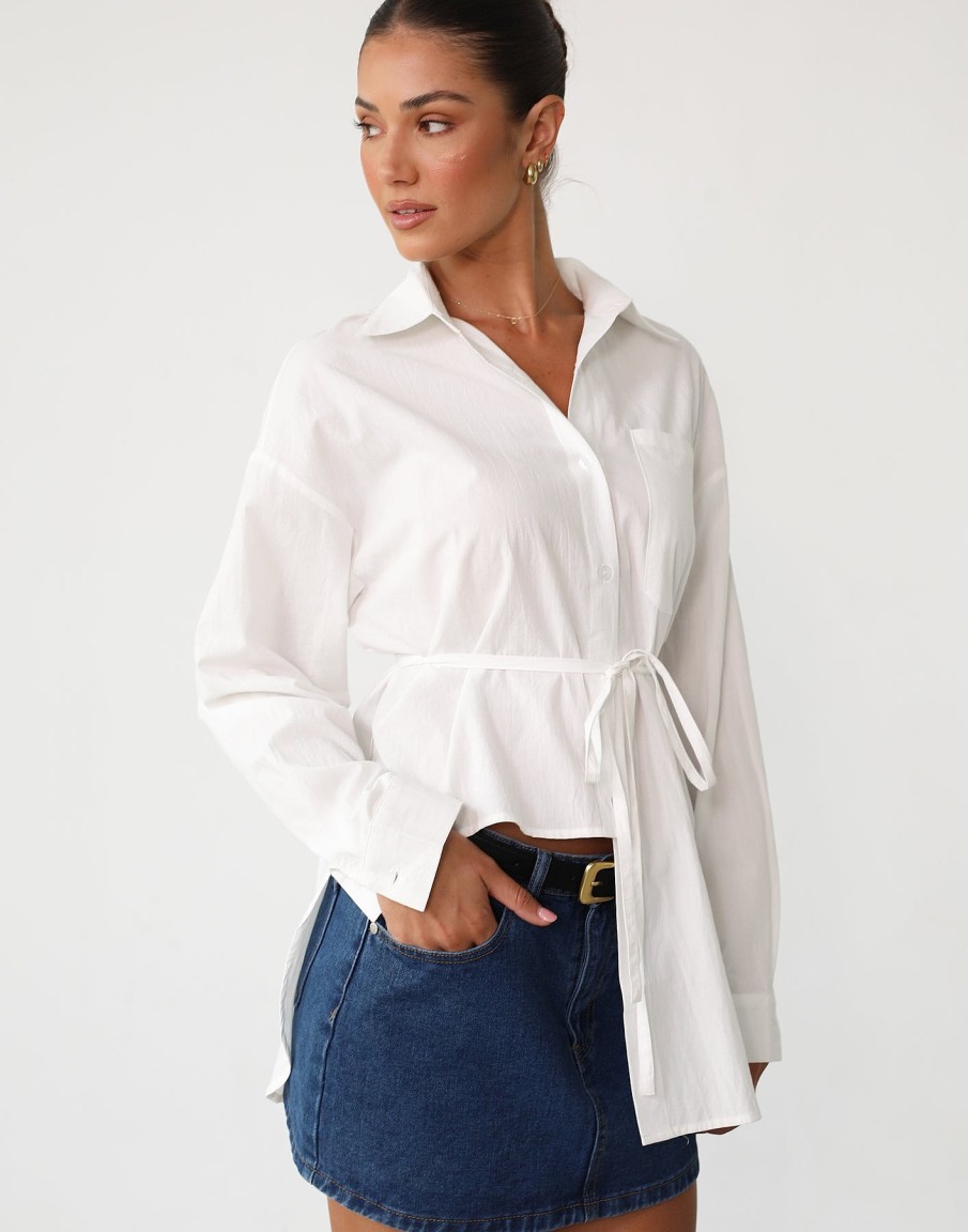 Clothing VogueMax Workwear | Alizha Asymmetrical Shirt (White)