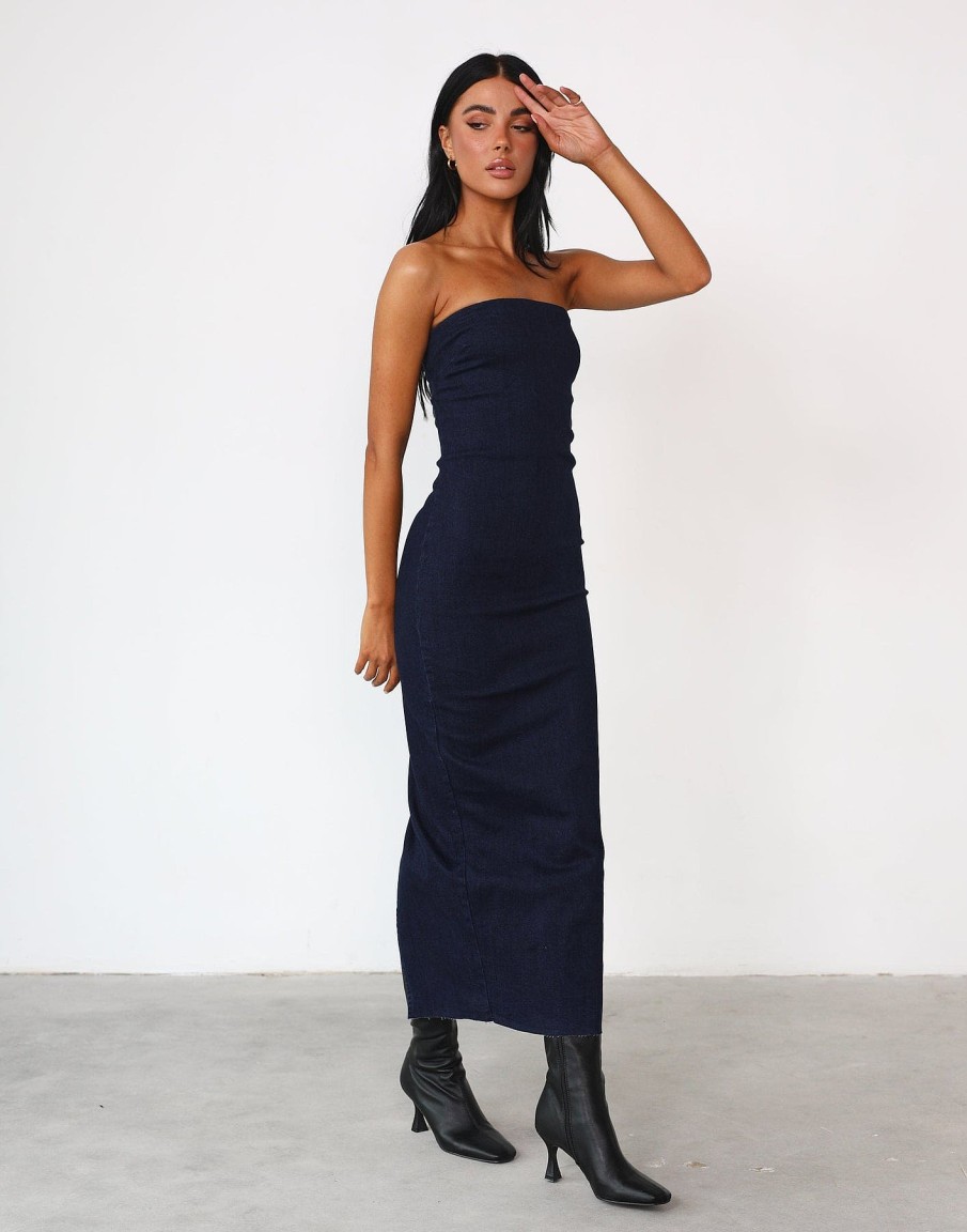 Clothing Pink Diamond Denim Edit | Tati Maxi Dress (Dark Denim)