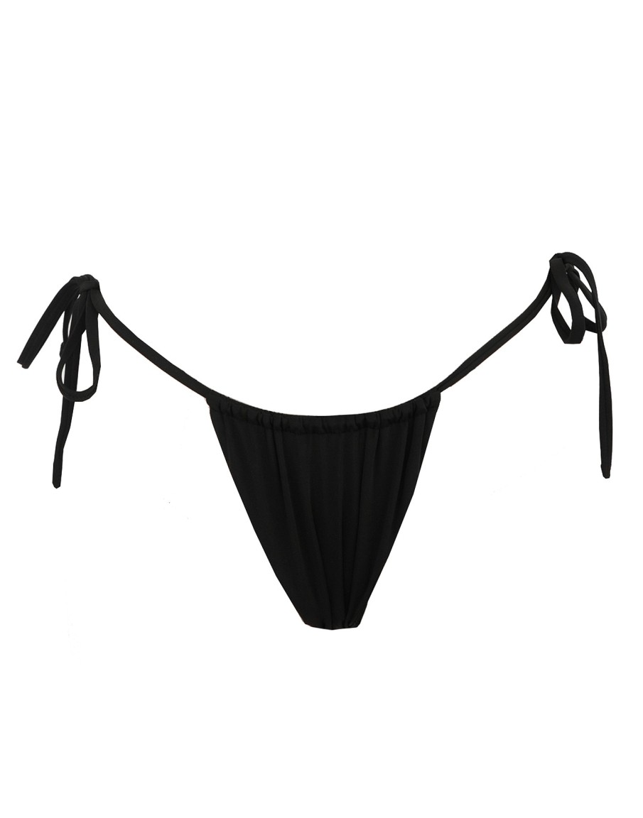 Clothing Charcoal Clothing Swim Bottoms | Quartz Side Tie Bottom (Jet Black)