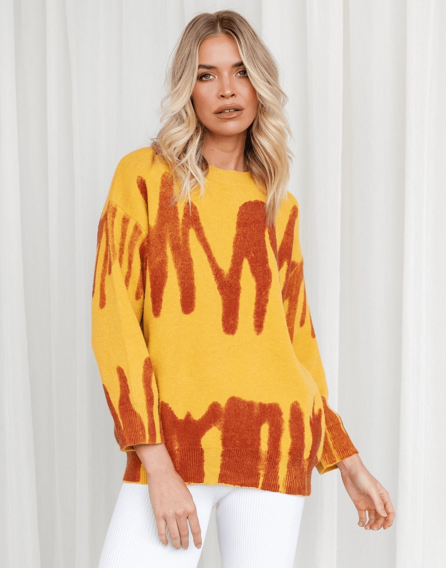 Clothing Charcoal Clothing Jumpers + Cardigans | Ashtyn Knit Jumper (Mustard)