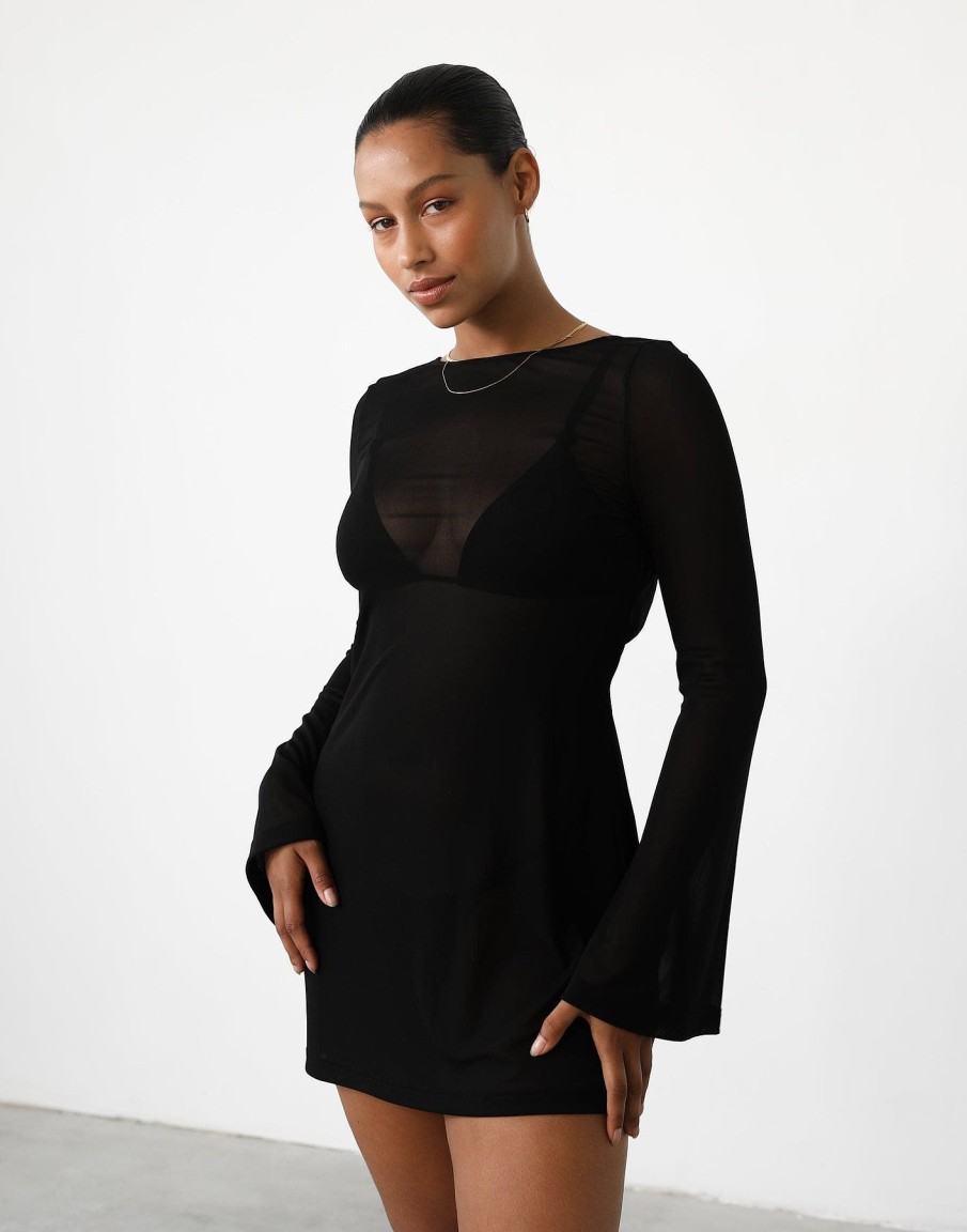 Clothing Charcoal Clothing Partywear | Make Waves Mini Dress (Black)