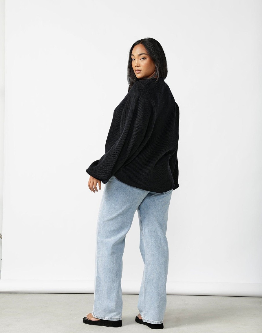 Clothing Charcoal Clothing Knitwear | Cody Oversized Jumper (Black)