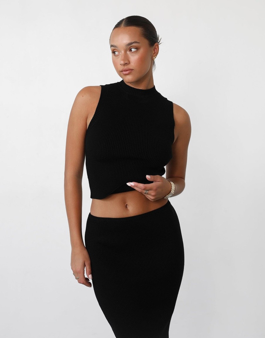 Clothing Charcoal Clothing Knitwear | Nate Knit Maxi Skirt (Black)