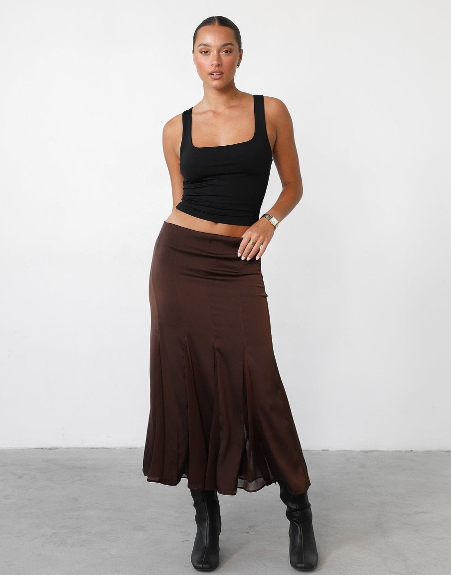 Clothing Lioness Skirts | Rose Maxi Skirt (Chocolate) - By Lioness