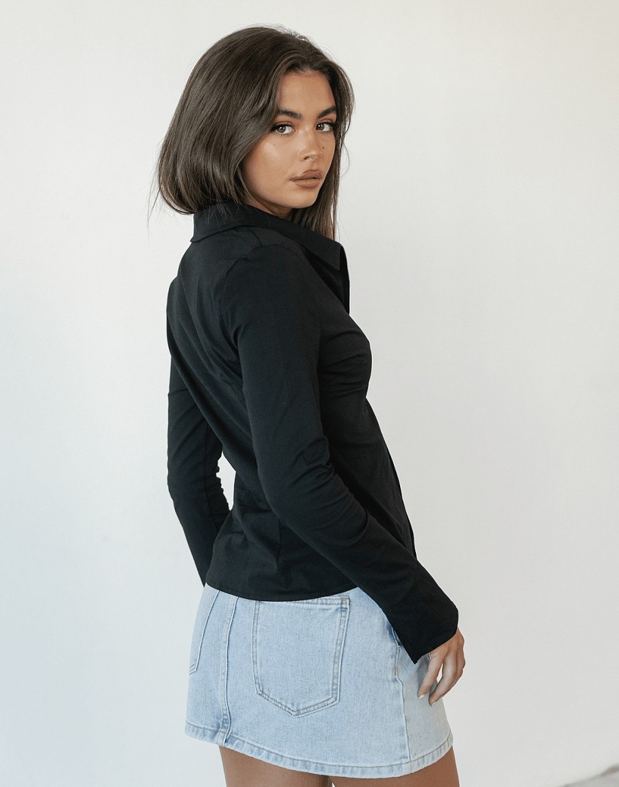 Clothing Into Fashion Long Sleeve Tops | Parklane Long Sleeve Top (Black)