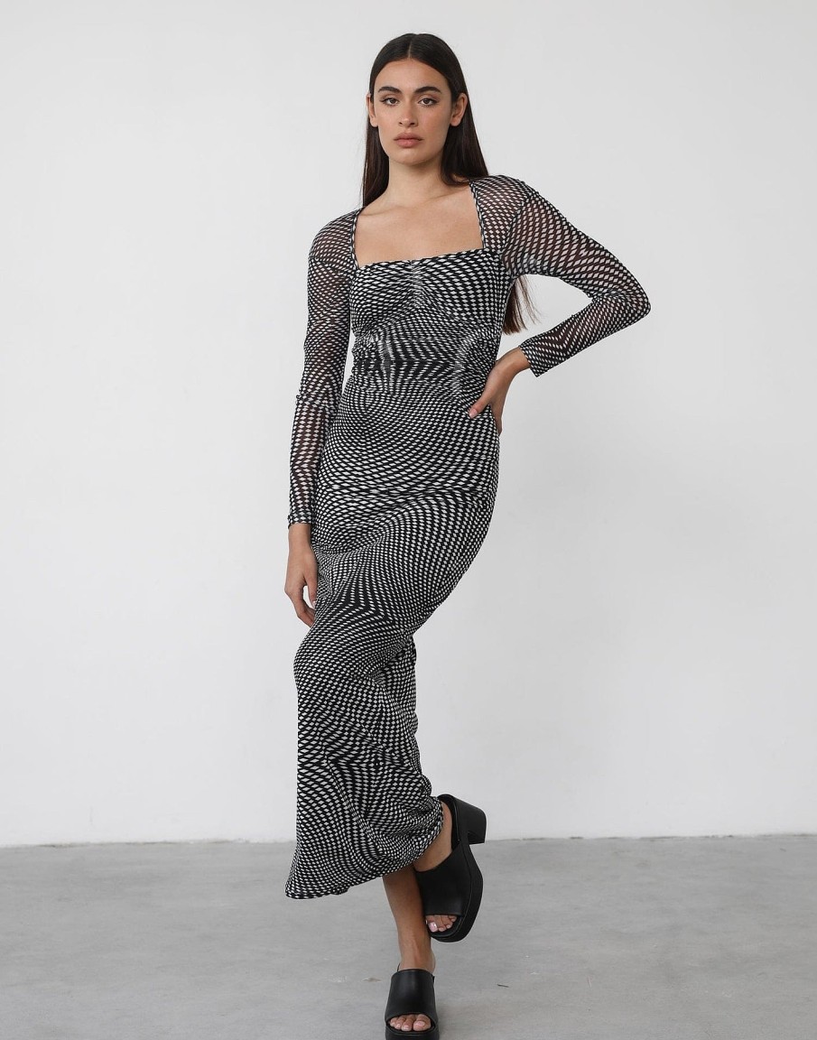 Clothing Qtrend Maxi Dresses | Bea Maxi Dress (Black Print)