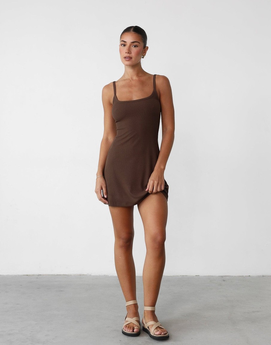 Clothing CHARCOAL CLOTHING Basics Edit | Helia Mini Dress (Oak)