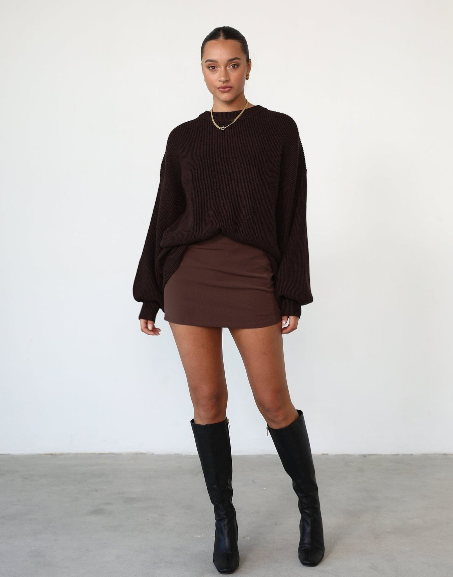 Clothing Charcoal Clothing Knitwear | Cody Oversized Jumper (Chocolate)