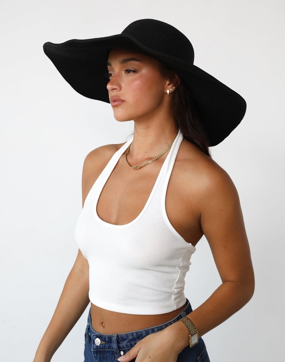 Accessories Charcoal Clothing Hats | Sofia Wide Brim Straw Hat (Black)