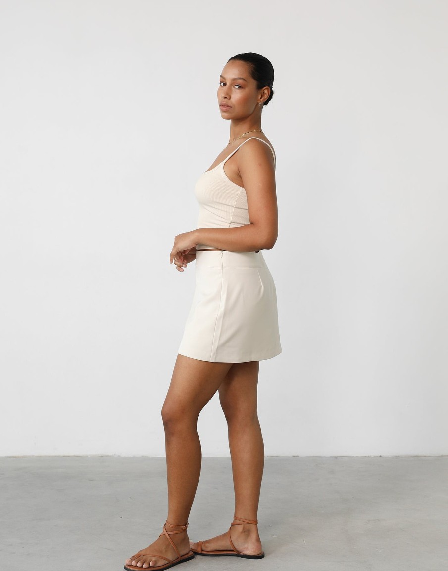 Clothing Charcoal Clothing Partywear | Ashwood Mini Skirt (Oat)