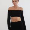 Clothing Pink Diamond Knitwear | Sharna Long Sleeve Knit Top (Black)