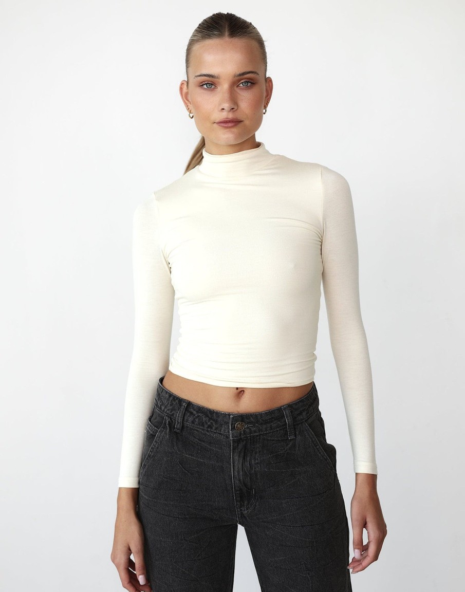 Clothing Charcoal Clothing Basics Edit | Benny Long Sleeve Top (Cream)