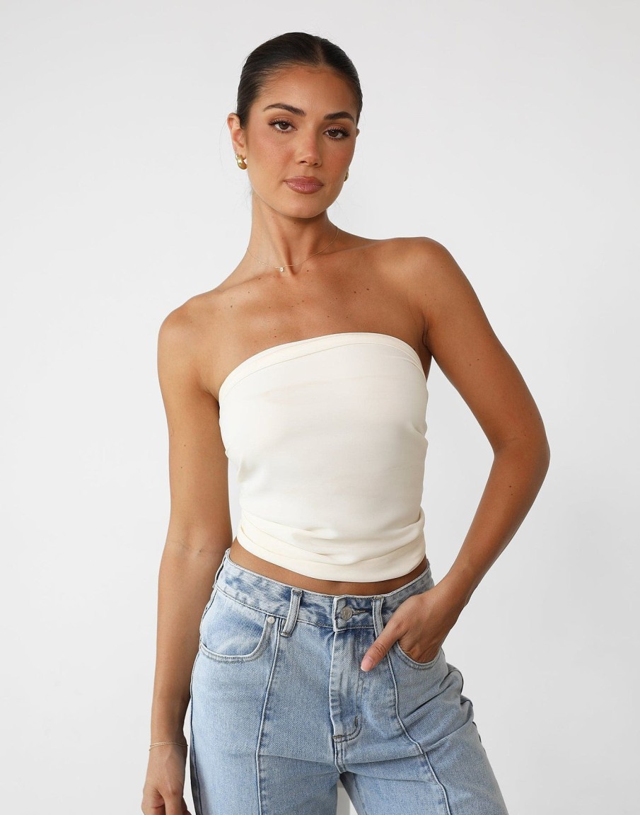 Clothing Charcoal Clothing Crop Tops | Eleanor Scarf (Cream)