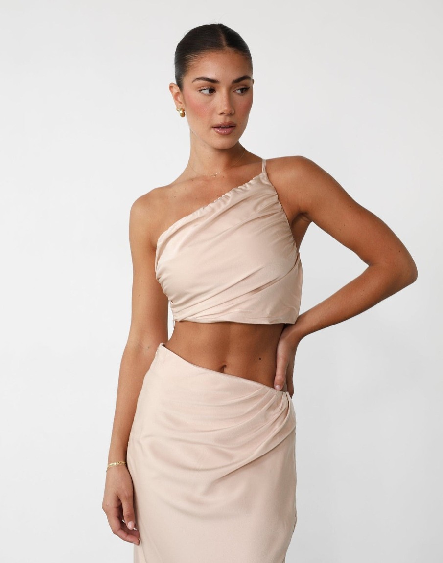 Clothing Q-Trend Crop Tops | Starlet Top (Beige)