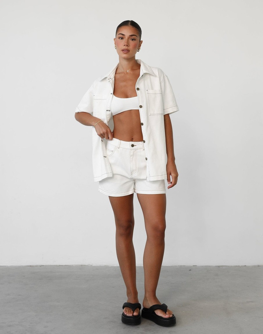 Clothing Pink Diamond Denim Edit | Raina Denim Shorts (White)